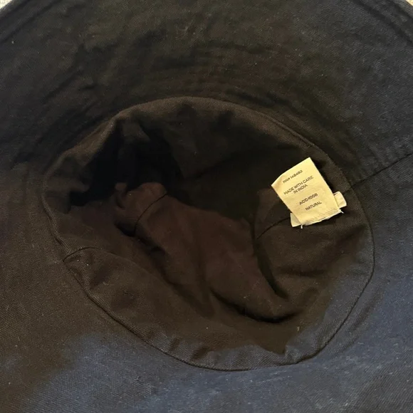 DOEN Canvas Wide Black Bucket Hat Size M/L - Picture 5 of 5